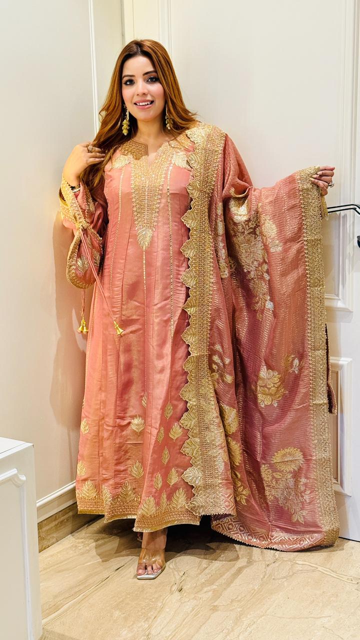 Aamira Anarkali Set- Yellow, Pink